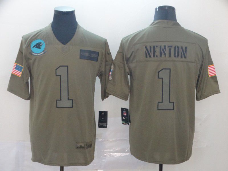 Men Carolina Panthers #1 Newton Nike 2019 Olive Camo Salute to Service Limited NFL Jerseys->san francisco 49ers->NFL Jersey